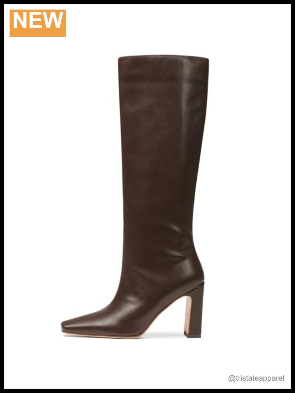 Women Knee High Chunky Heel Square Toe Boots Side Zip Faux Leather